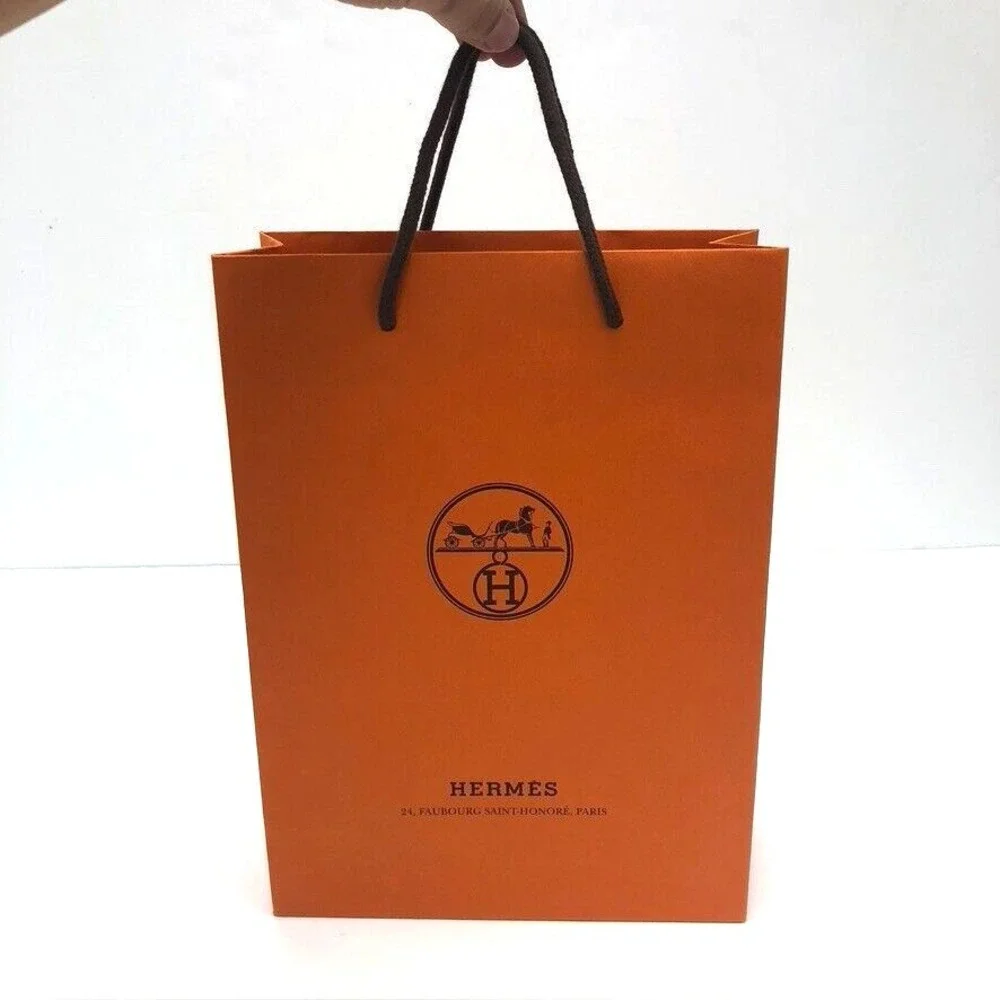 Hermes Authentic Orange Gift Paper Shopping Bag Medium Rectangle 8.25x11.5x3.25